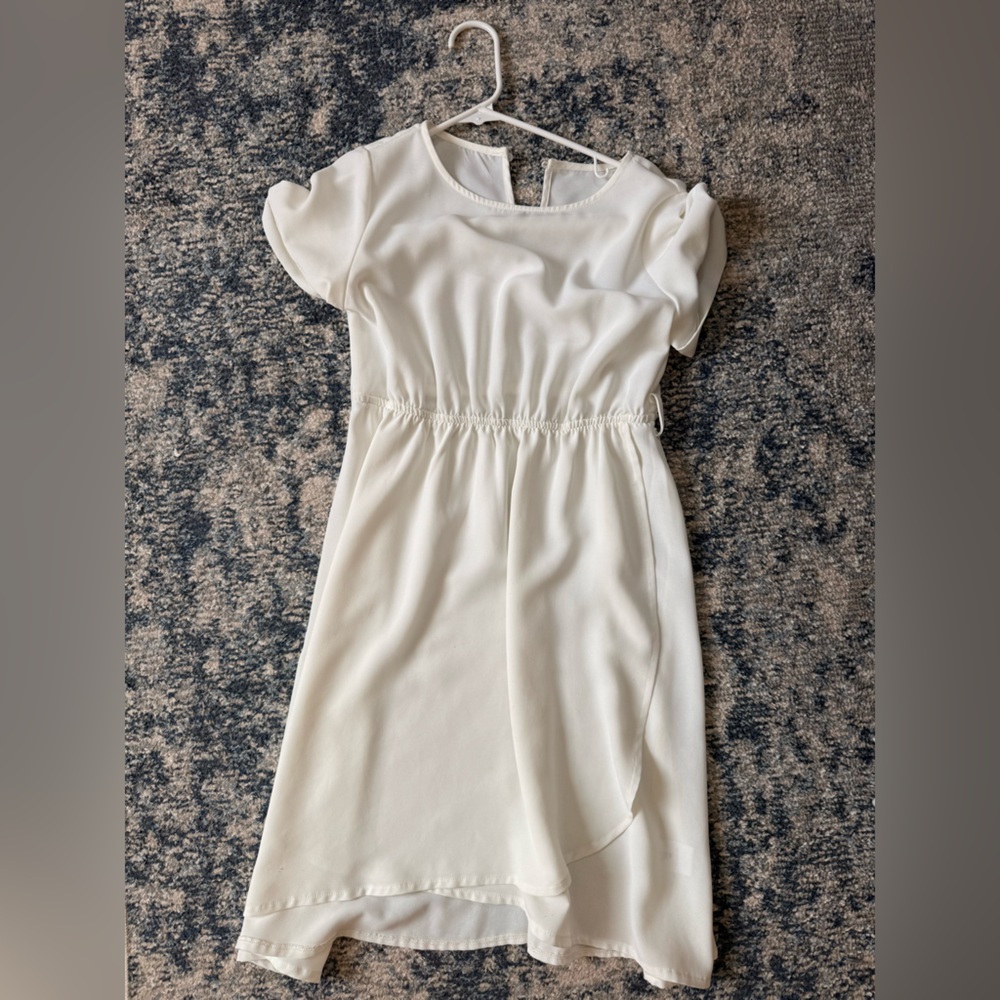 White faux tulip wrap dress